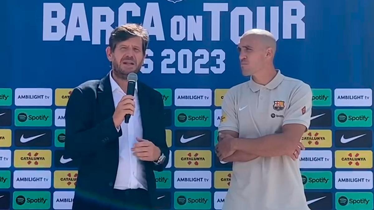 Mateu Alemany junto a Oriol Romeu durante la presentación del jugador