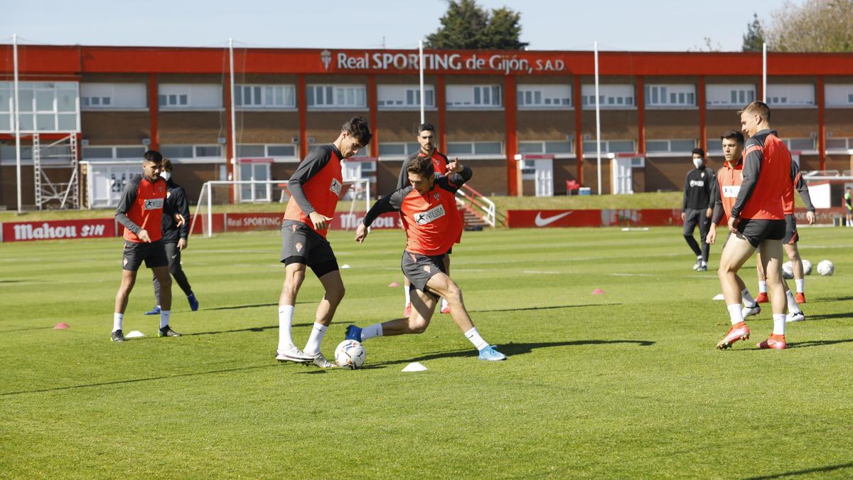 El entrenamiento del Sporting esta mañana