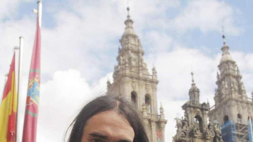 Cédric Villani, en Santiago, en la Praza do Obradoiro. // Xoán Álvarez