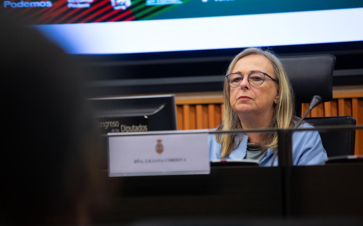 La activista judía propalestina Liliana Córdova, en un acto en el Congreso de los Diputados contra el sionismo, este martes 15 de noviembre en Madrid.