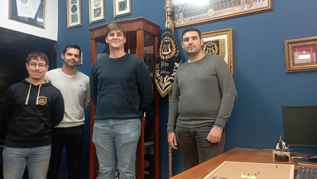 Raúl Jiménez, Javier Jurado, Carlos Cantero y Antonio Estébanez, en la sede de la Banda de La Paz.
