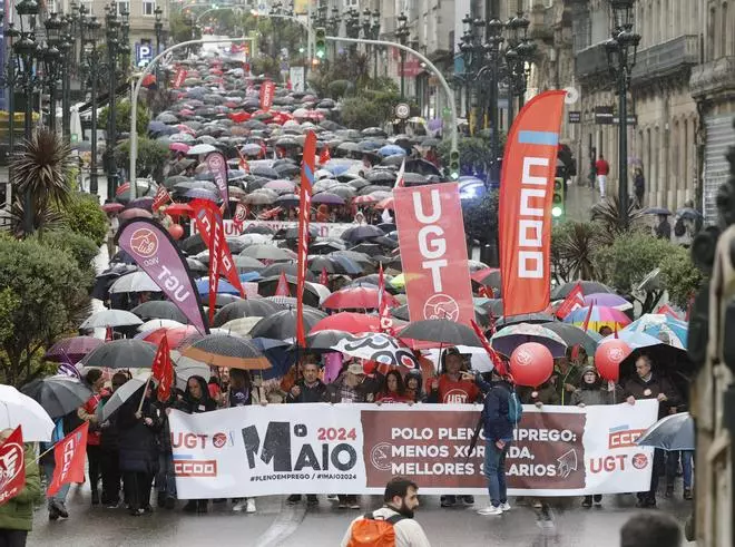 El Primero de Mayo inunda Vigo por el pleno empleo