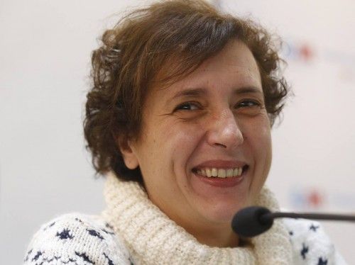 Spanish nurse Teresa Romero who contracted Ebola smiles during a news conference at the Carlos III hospital in Madrid after being discharged