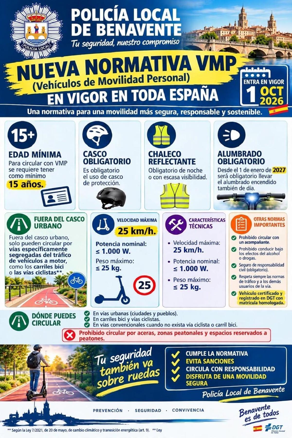 Cartel con la nueva regulación difundido por la Concejalía de Seguridad Ciudadana y la Policía Local.