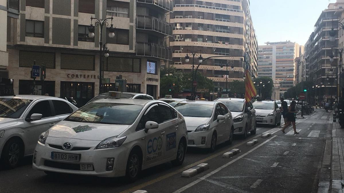 Huelga de taxis en una foto de archivo de 2018