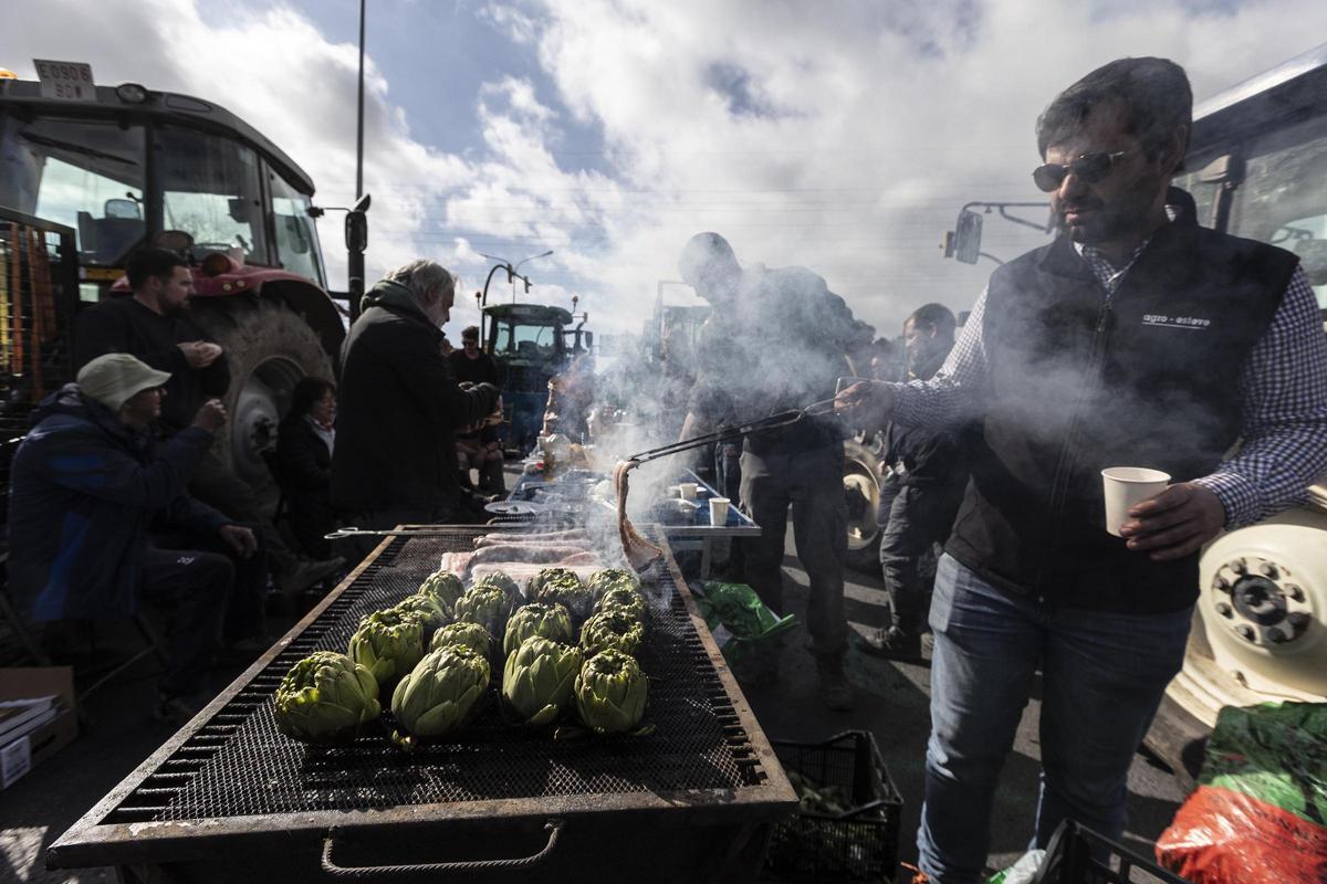 Manifestación de agricultores en Mercabarna