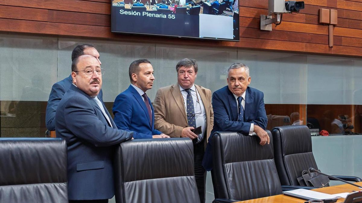 Los diputados de Vox, este jueves, en la Asamblea de Extremadura.