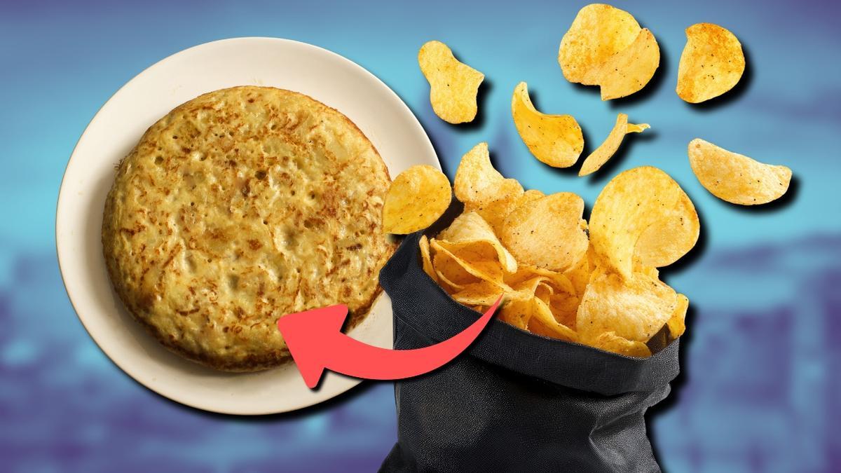 Tortilla de patatas con patatas de bolsa