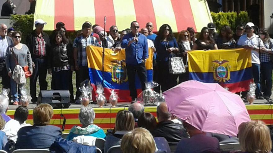 Un moment de l&#039;acte d&#039;homenatge a les víctimes del sisme.