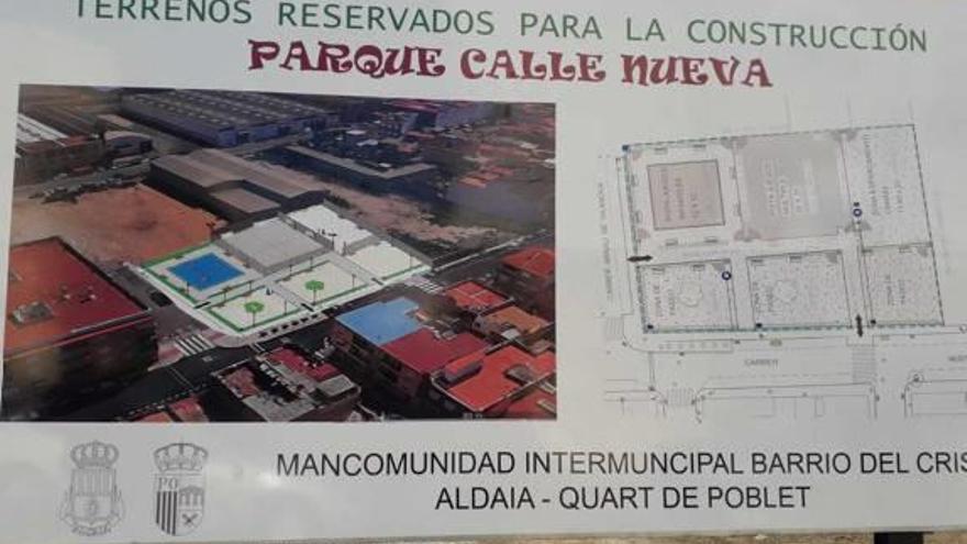 El cartel que anuncia una actuación urbanística.