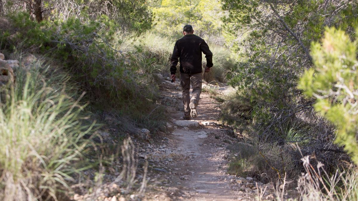 Un cazador camina en el entorno de Orgegia, donde ahora quedará prohibida la caza con armas