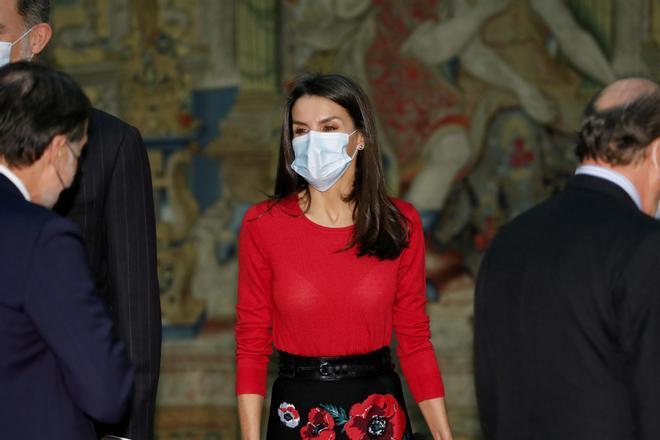 La Reina Letizia  en el Patronado de la Fundación Princesa de Girona en el Palacio Real de El Pardo.