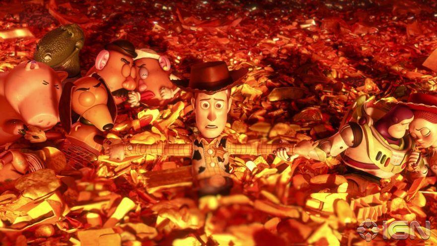 Escena terrible de &#039;Toy Story 3&#039;, con los juguetes a punto de morir en el incinerador.