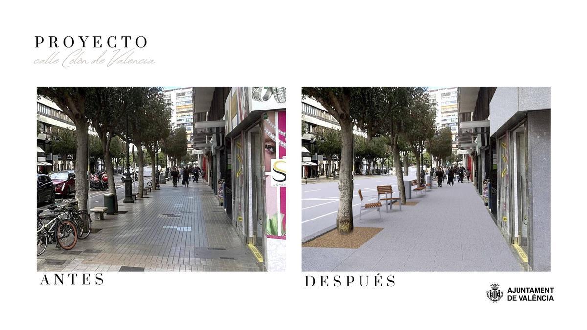 El antes y el después en el proyecto de la calle Colón