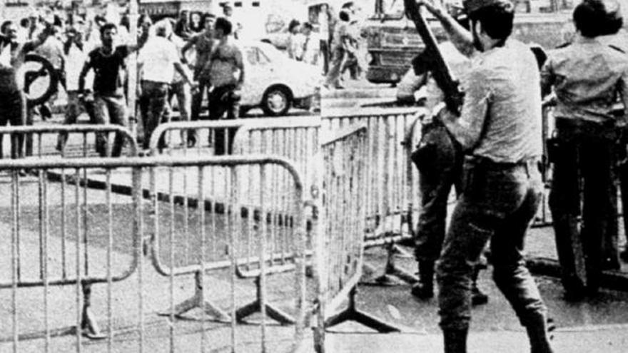 Manifestación tras el atropello mortal de Belén María, 1980.