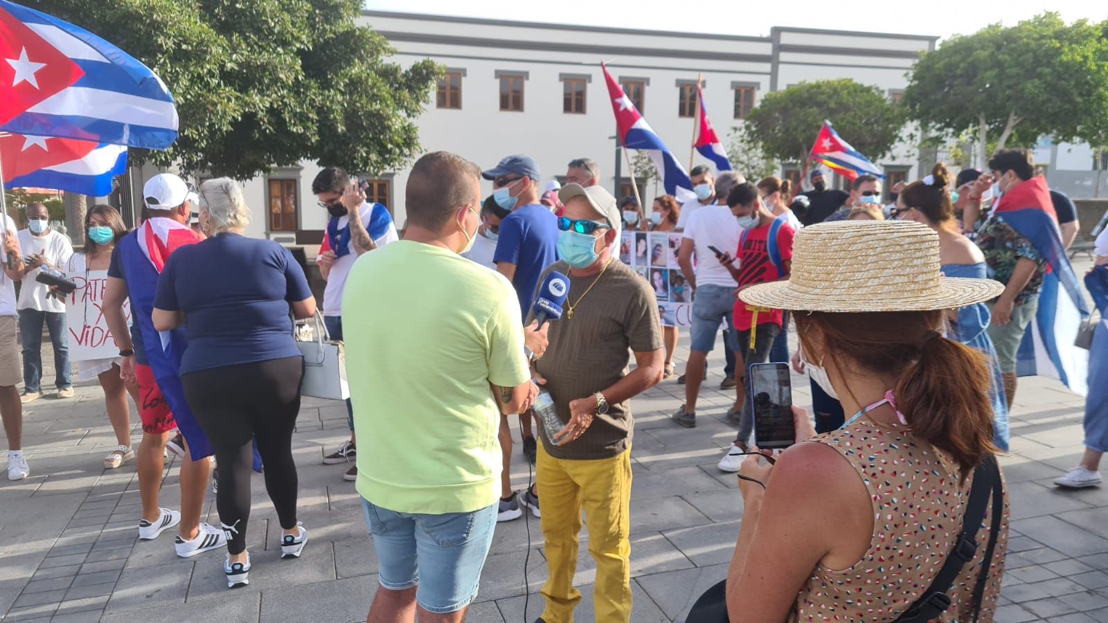 Protesta de la comunidad cubana en Puerto del Rosario, en Fuerteventura (17/07/2021)