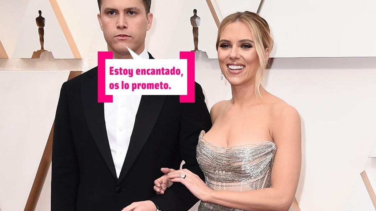 Scarlett Johansson y Colin Jost en los la gala de los Oscar