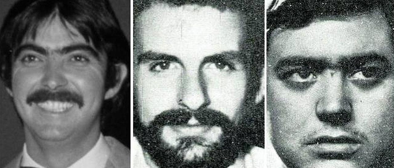 De izquierda a derecha, Juan Mañas, Luis Cobo y Luis Montero, muertos tras ser torturados por la Guardia Civil en Almería en 1981.