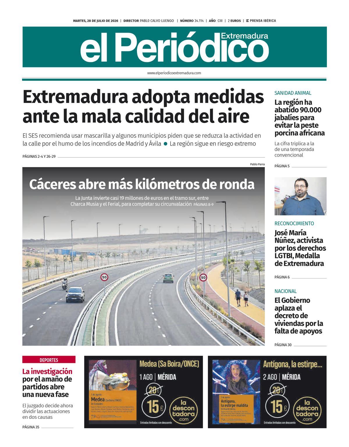 Consulta la portada correspondiente al día 28 de julio de 2026
