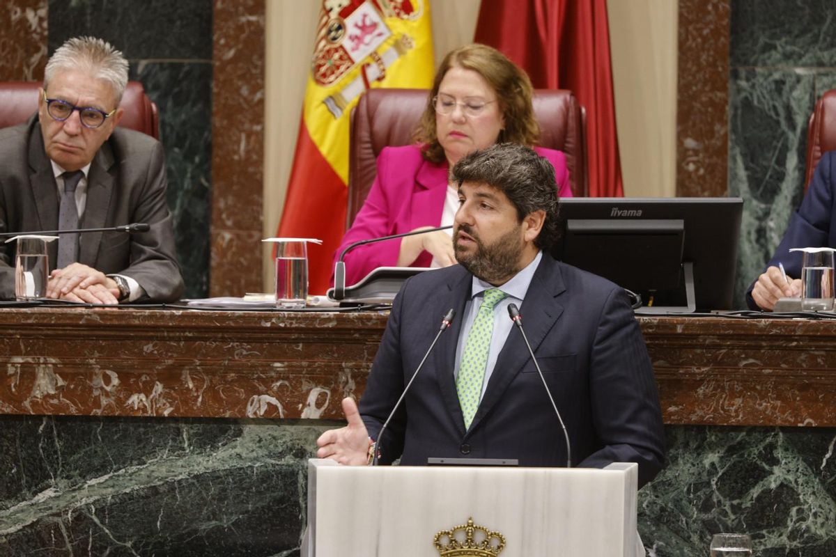 Fernando López Miras durante su intervención en el Debate sobre el estado de la Región.