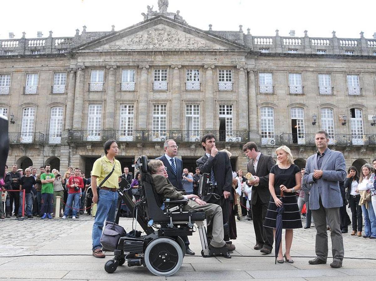 Stephen Hawking en la Praza do Obradoiro