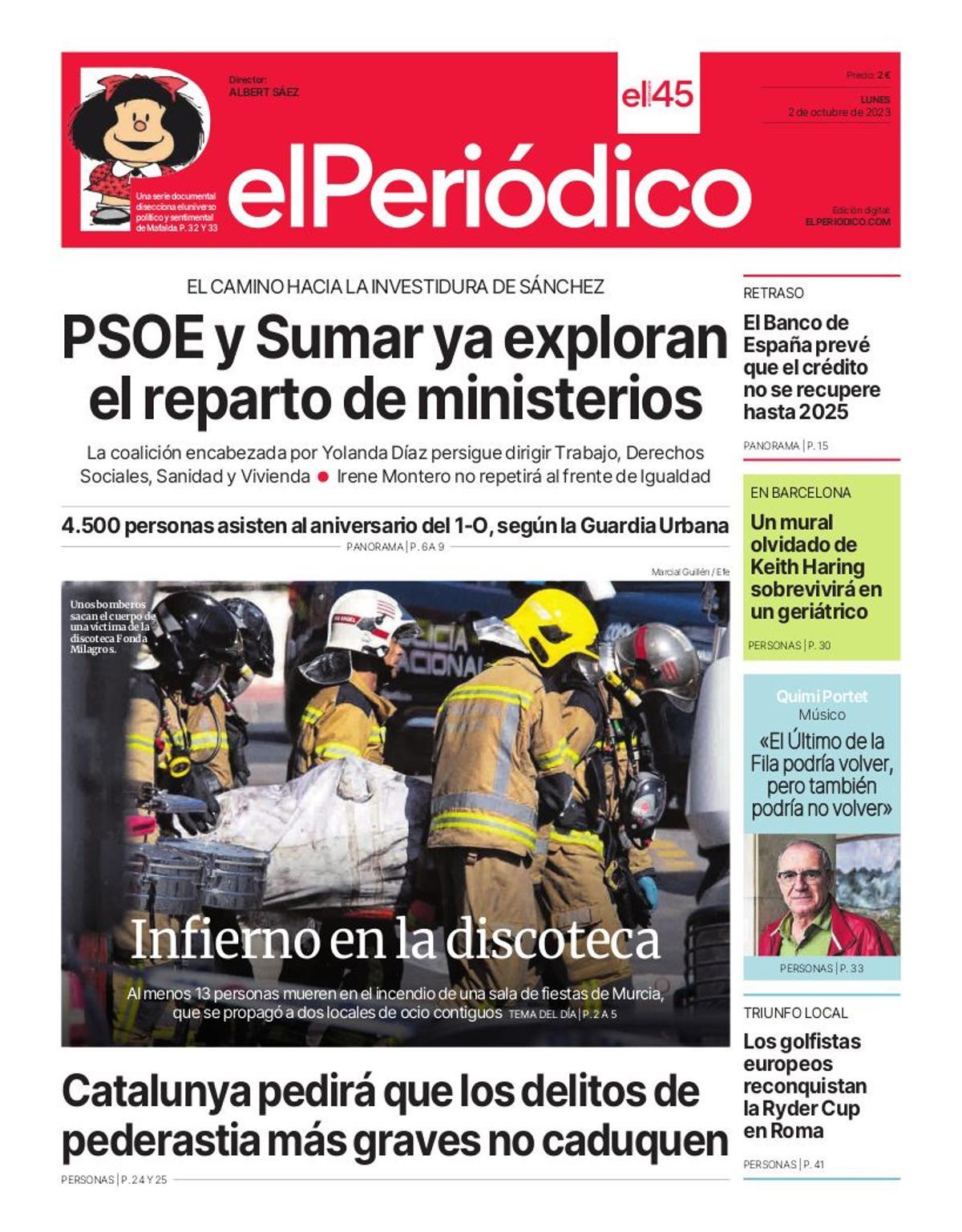 Portada lunes 2 octubre Portada lunes 2 octubre