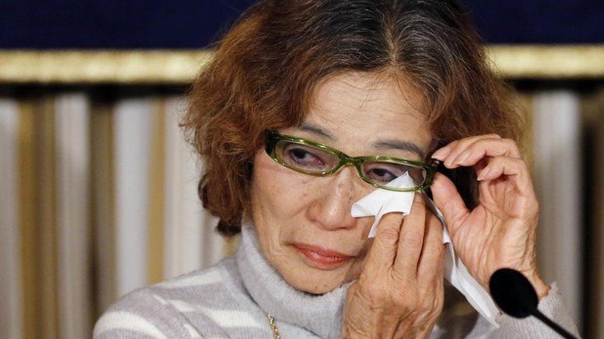 Junko Ishido, madre del periodista japonés Kenji Goto, secuestrado por el Estado Islámico, este viernes en Tokio.