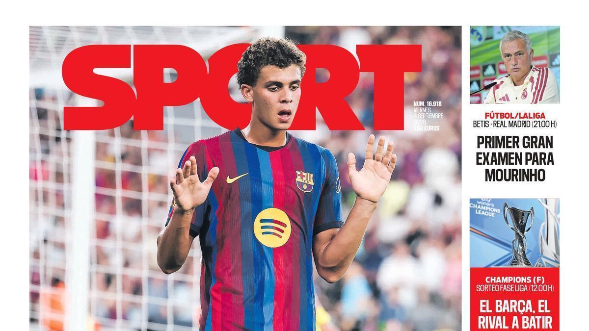 Esta es la portada de SPORT de hoy, viernes 4 de setiembre