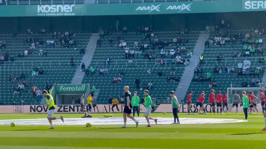 Así ha sido el calentamiento del Elche CF previo a su partido contra el Girona FC