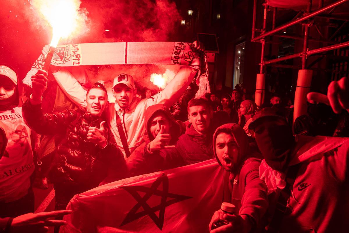 La celebración de la victoria histórica de Marruecos en el centro de Barcelona