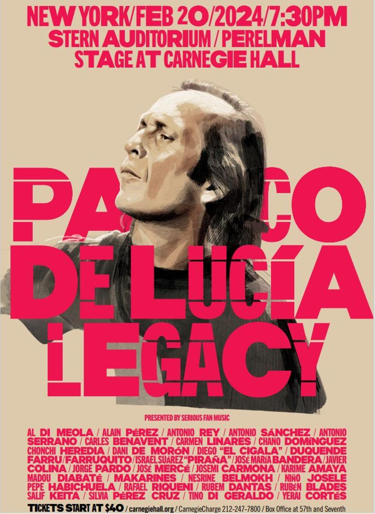 Cartel del concierto inaugural de homenaje a Paco de Lucía en Nueva York