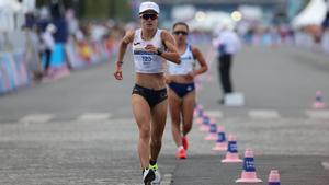 María Pérez, durante el maratón mixto de marcha de los Juegos Olímpicos