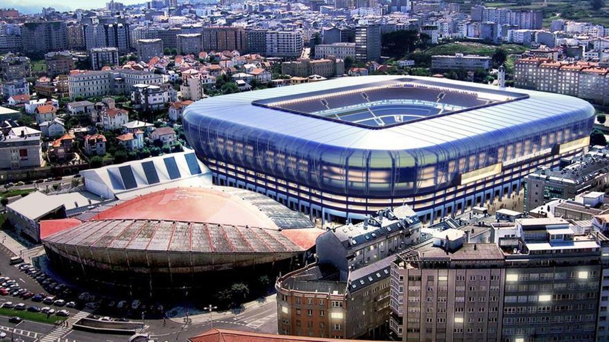 Maqueta de la posible ampliación de Riazor que no llegará a producirse