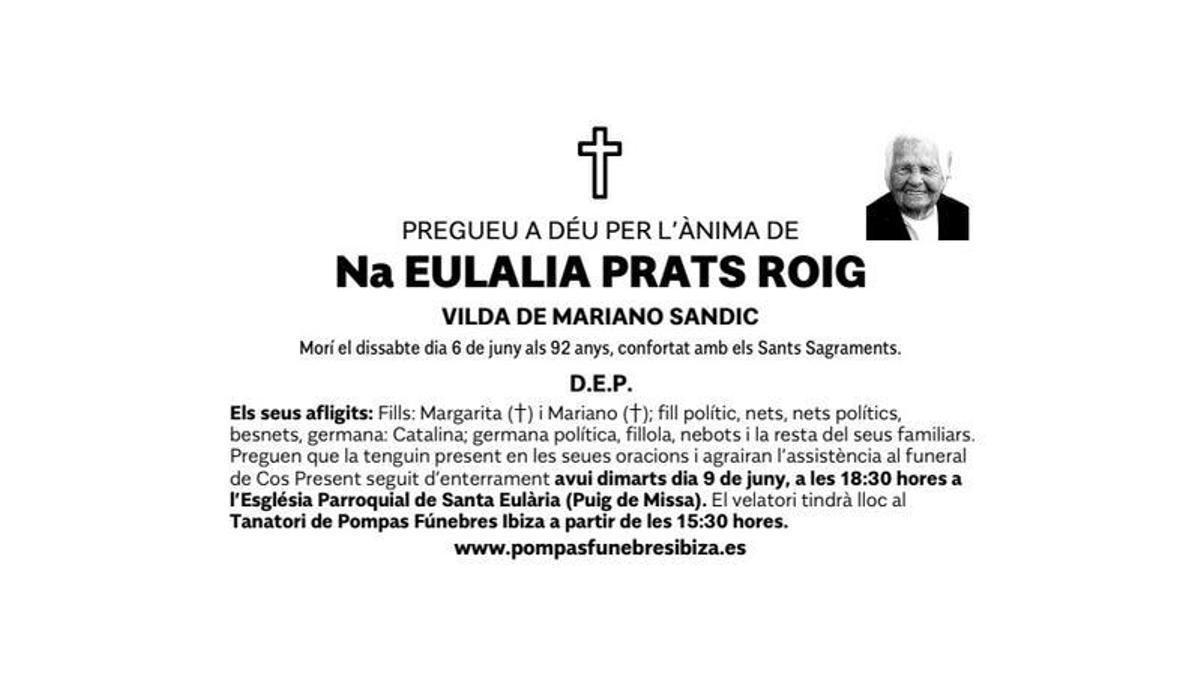 Esquela Eulalia Prats Roig