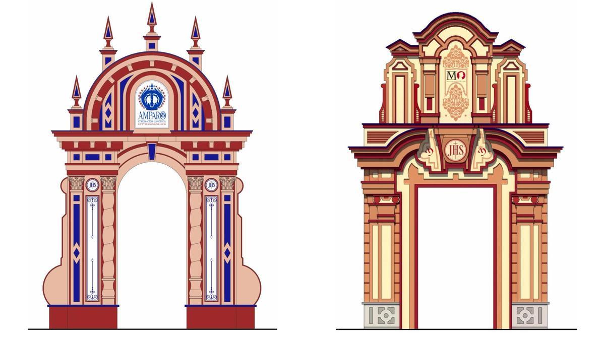 Diseño de las portadas para la procesión del Corpus de Sevilla 2026.