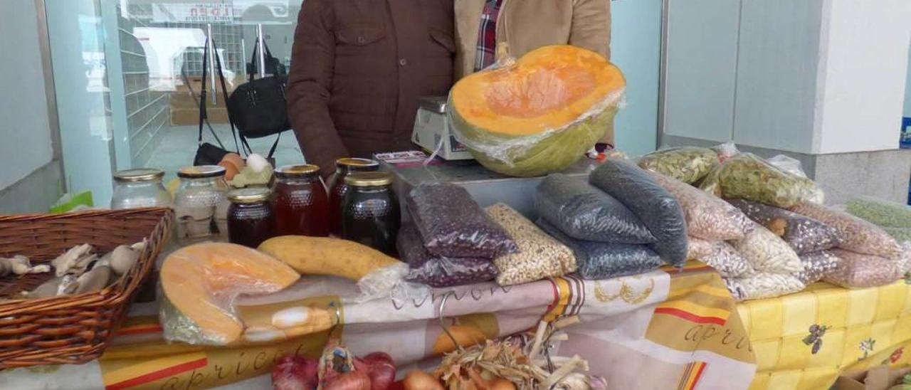 Hortensia González y Charo Peón, ayer, en el mercado de la Pola.