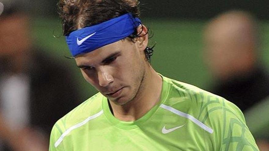 Rafa Nadal, con gesto serio, en un momento del partido.