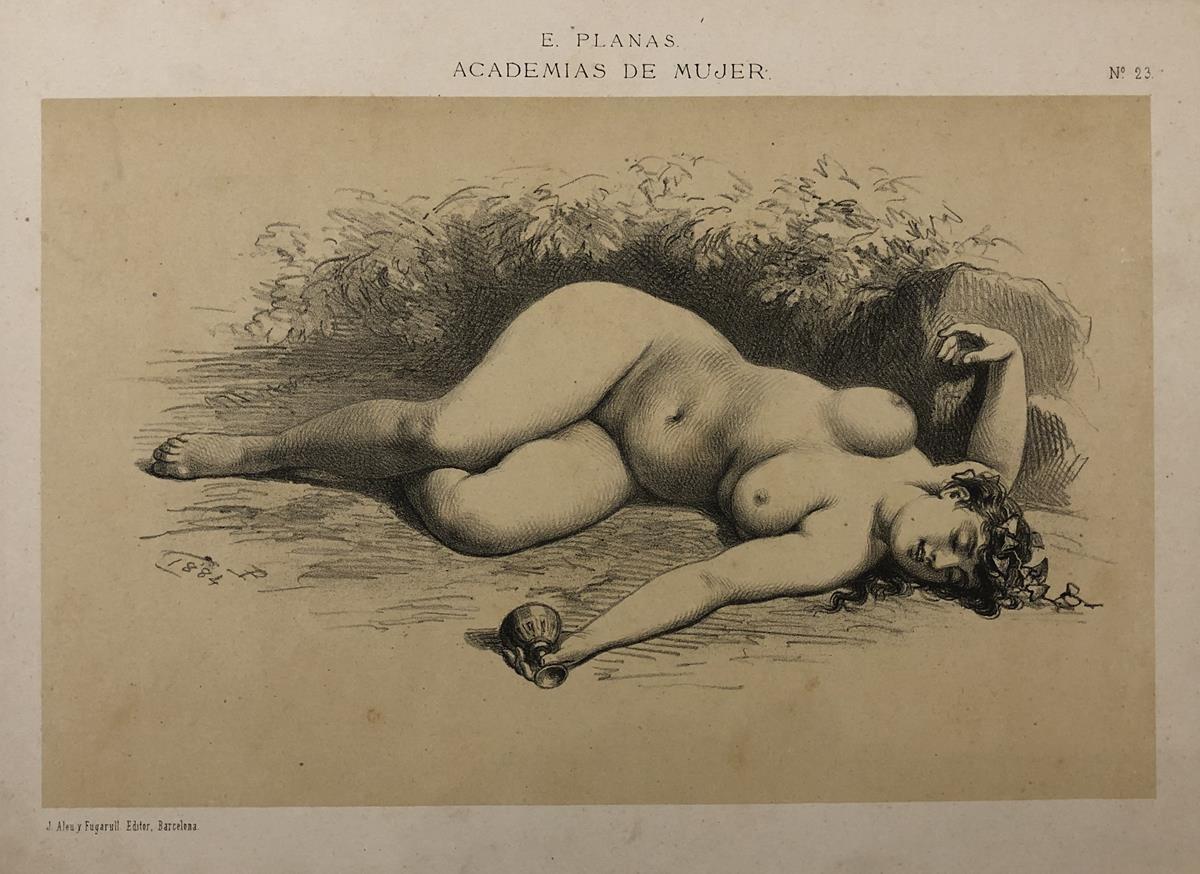 Dibujo de Eusebi Planas, protopornógrafo catalán, de su colección clandestina 'Academias de mujer'.