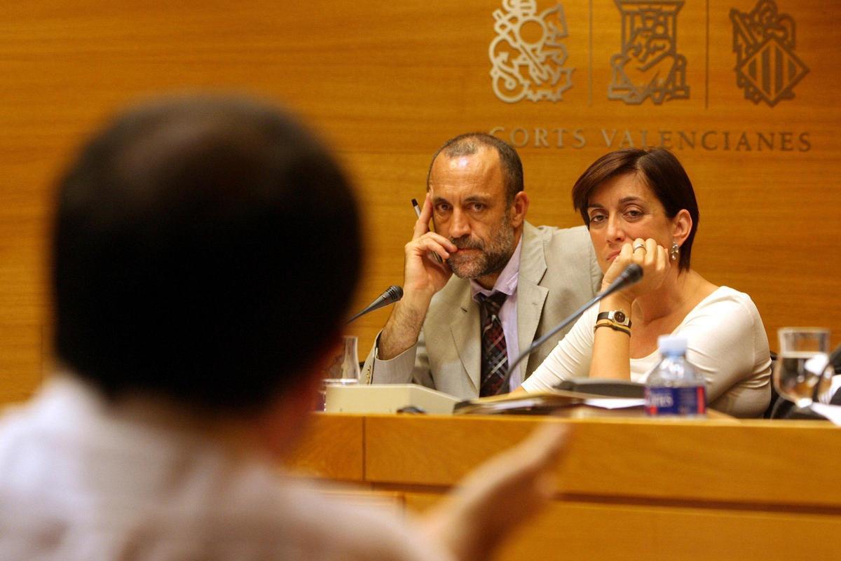 La gerente de FGV, Marisa Gracia, junto a su entonces asesor, Dionisio García, en la primera comisión del accidente del metro de 2006, que duró cuatro días.