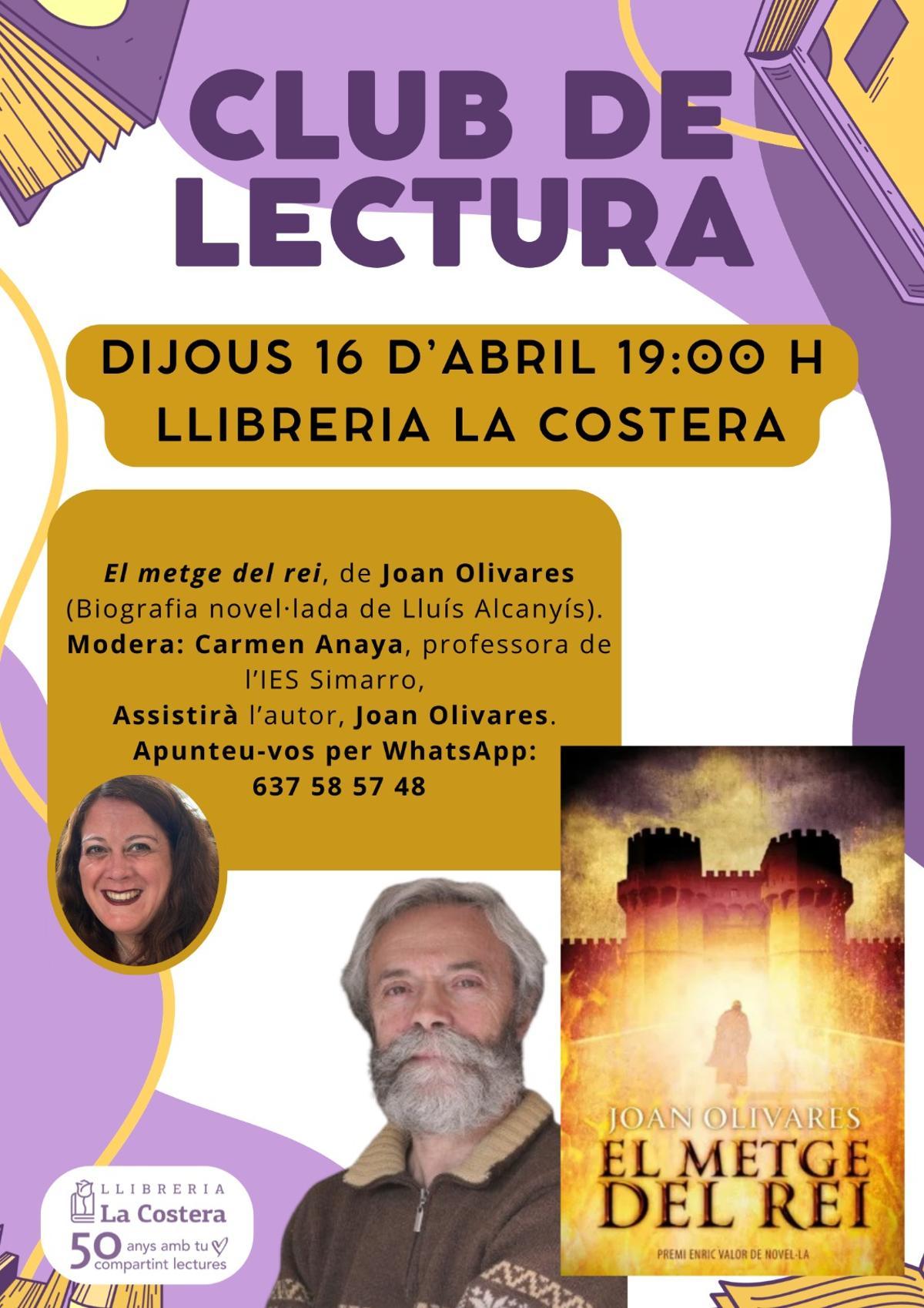 Cartel del Club de Lectura de la Llibreria La Costera, de Xàtiva.