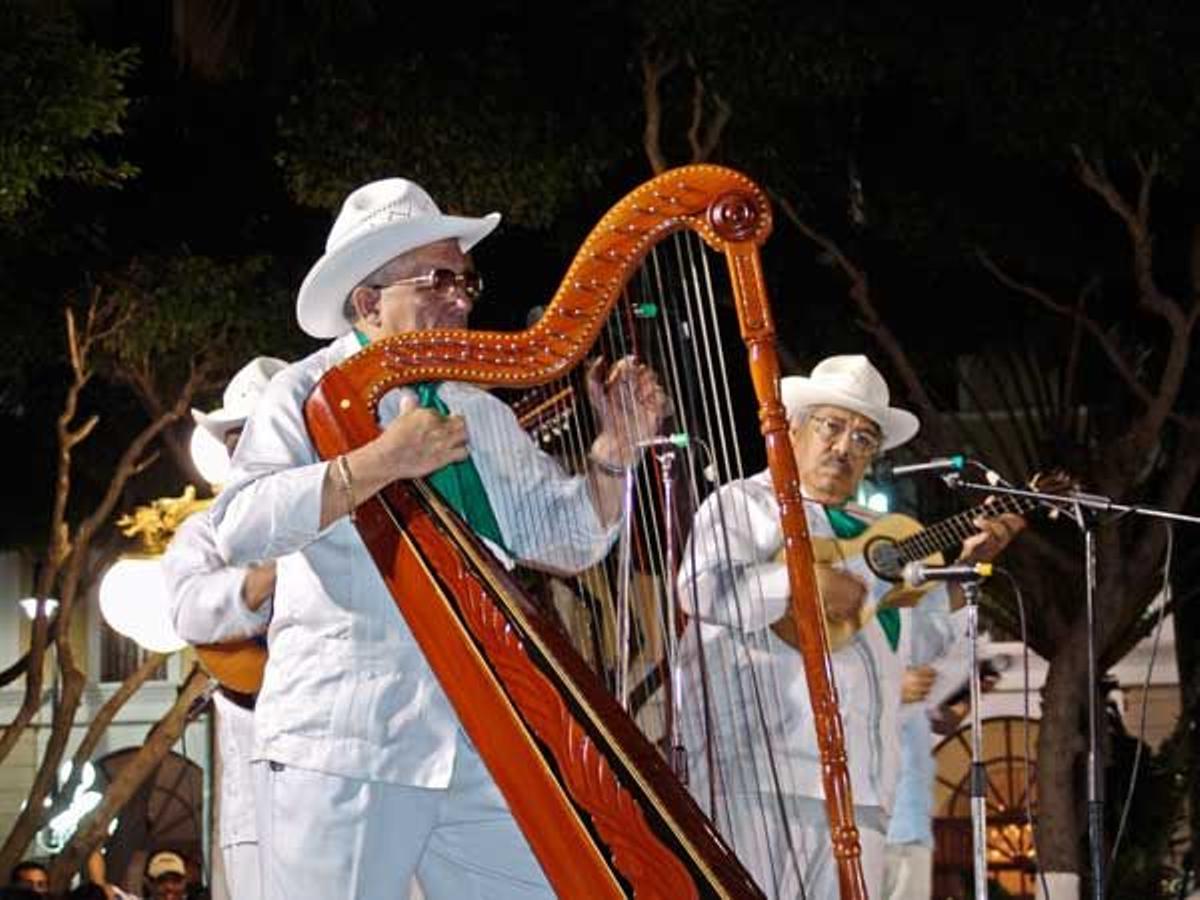 detalle de una orquesta típica en el Zócalo