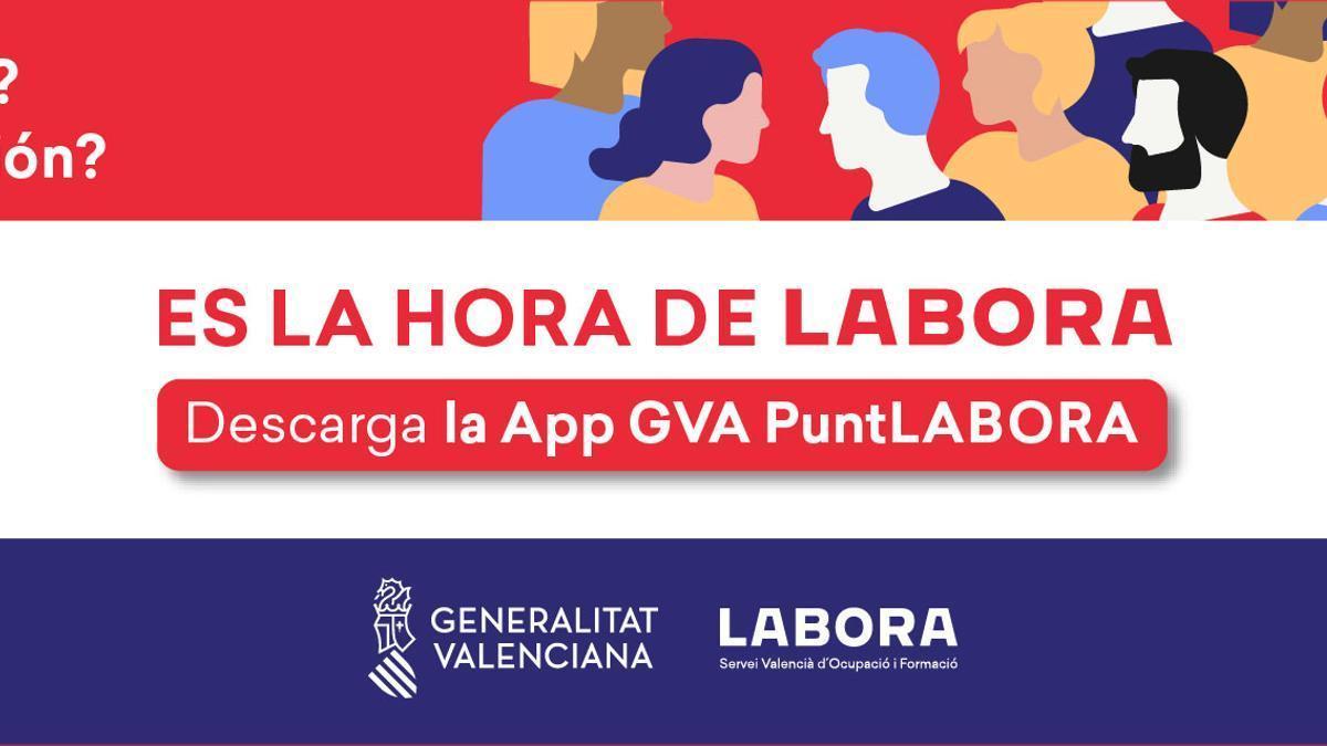 La aplicación GVA Punt LABORA se puede descargar de forma gratuita desde las tiendas oficiales de Google Play (Android) y Apple Store (iOS)