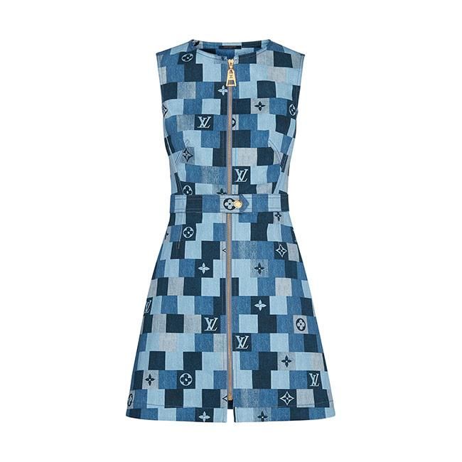 Vestido vaquero con estampado damero de Louis Vuitton