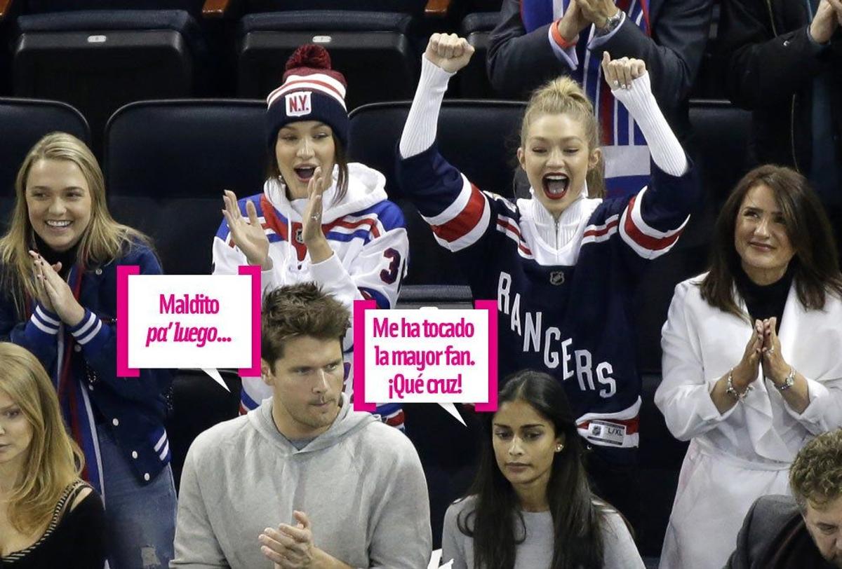 Bella y Gigi Hadid celebran una gran jugada de los Rangers