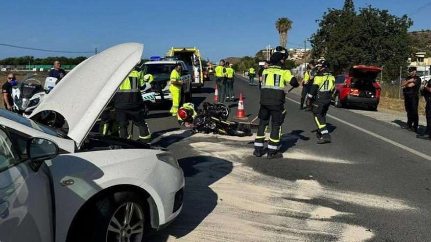 Herido un motorista tras un accidente en la N-340 en Vélez Málaga