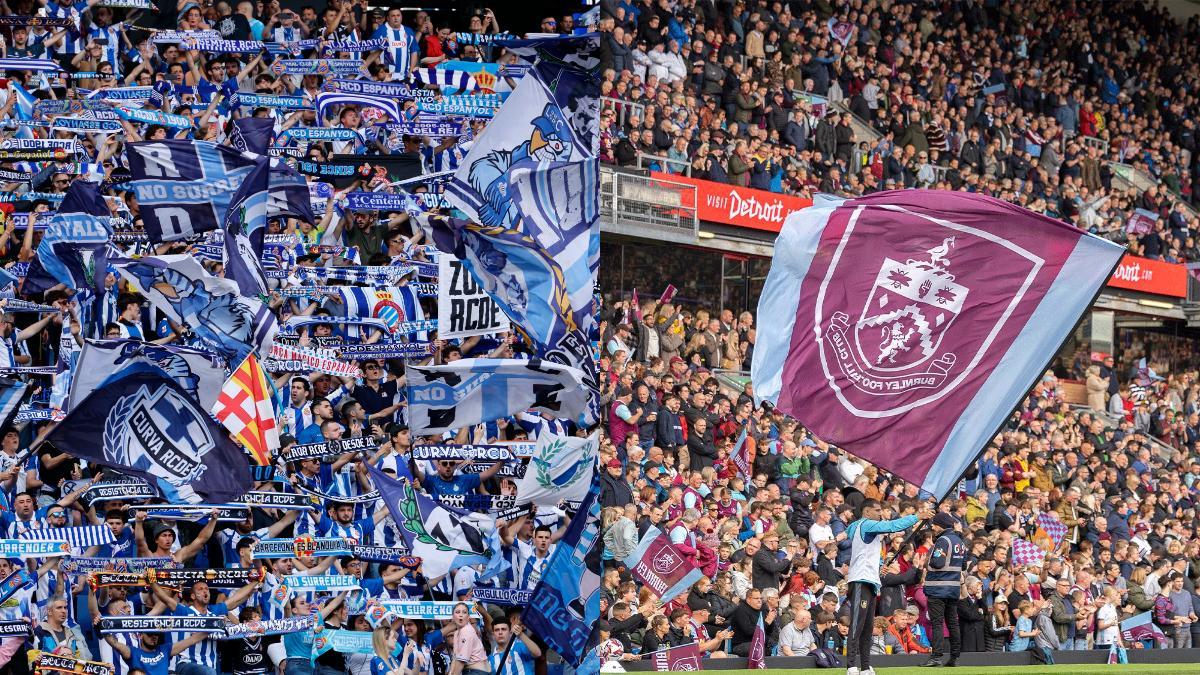 Las aficiones de Espanyol y Burnley