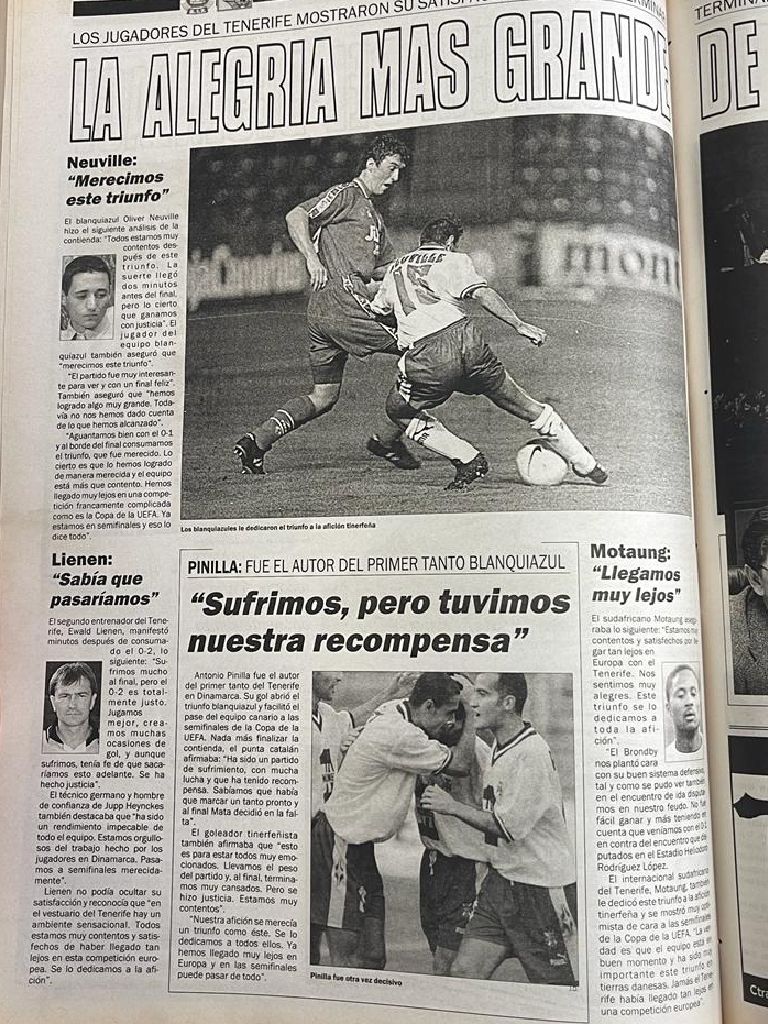 25 años del pase del CD Tenerife a semifinales de la UEFA