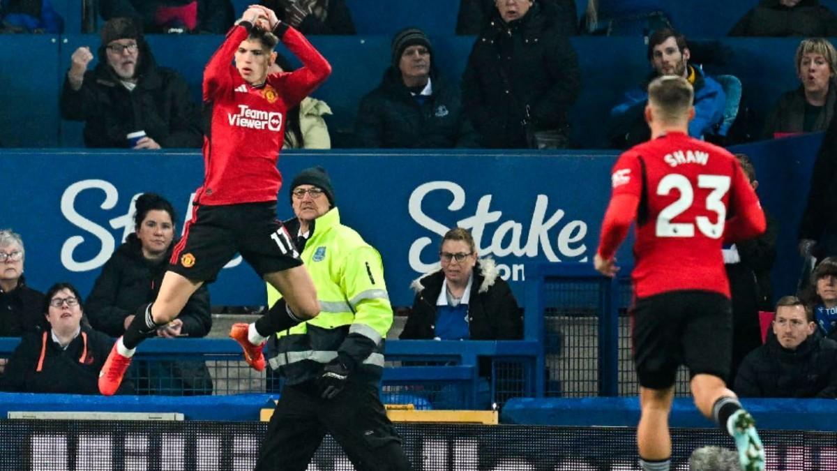 Garnacho celebr su gol al estilo Cristiano Ronaldo