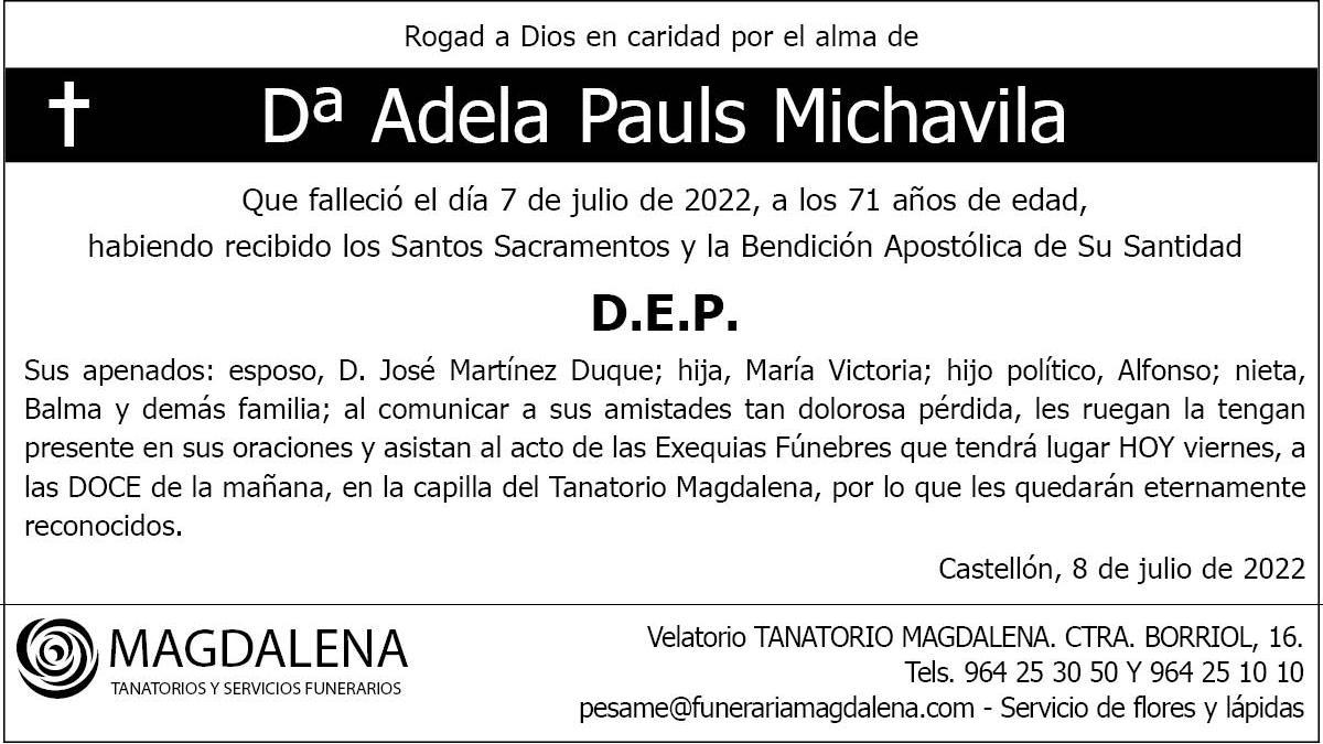 Dª Adela Pauls Michavila