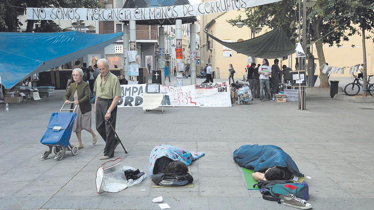 15-M | Acampada en el Bulevar del Gran Capitán.